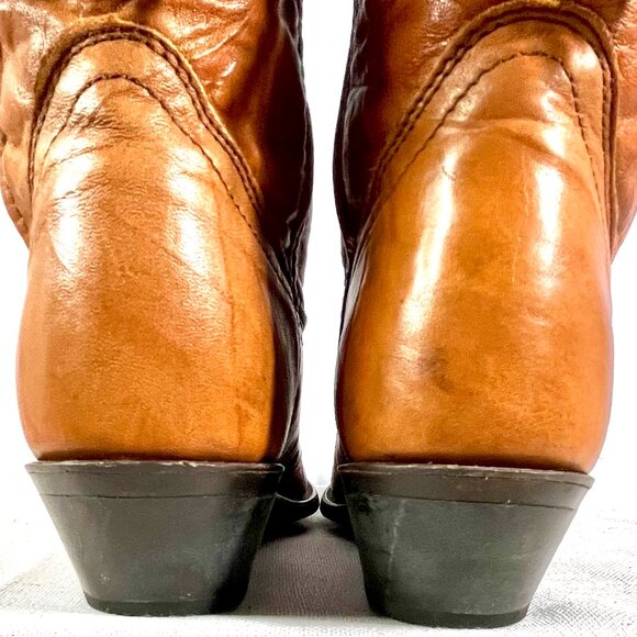 Laredo Tan Leather Fringe Cowboy Boots Women’s Vintage Western Rodeo Style - Picture 5 of 16